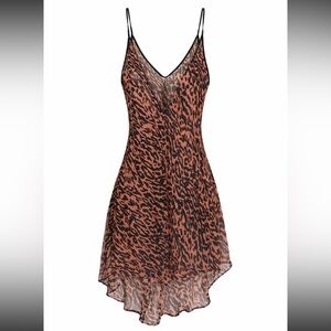 VTG 90s Magic Silk Leopard Print Sheer Slip Dress Negligee